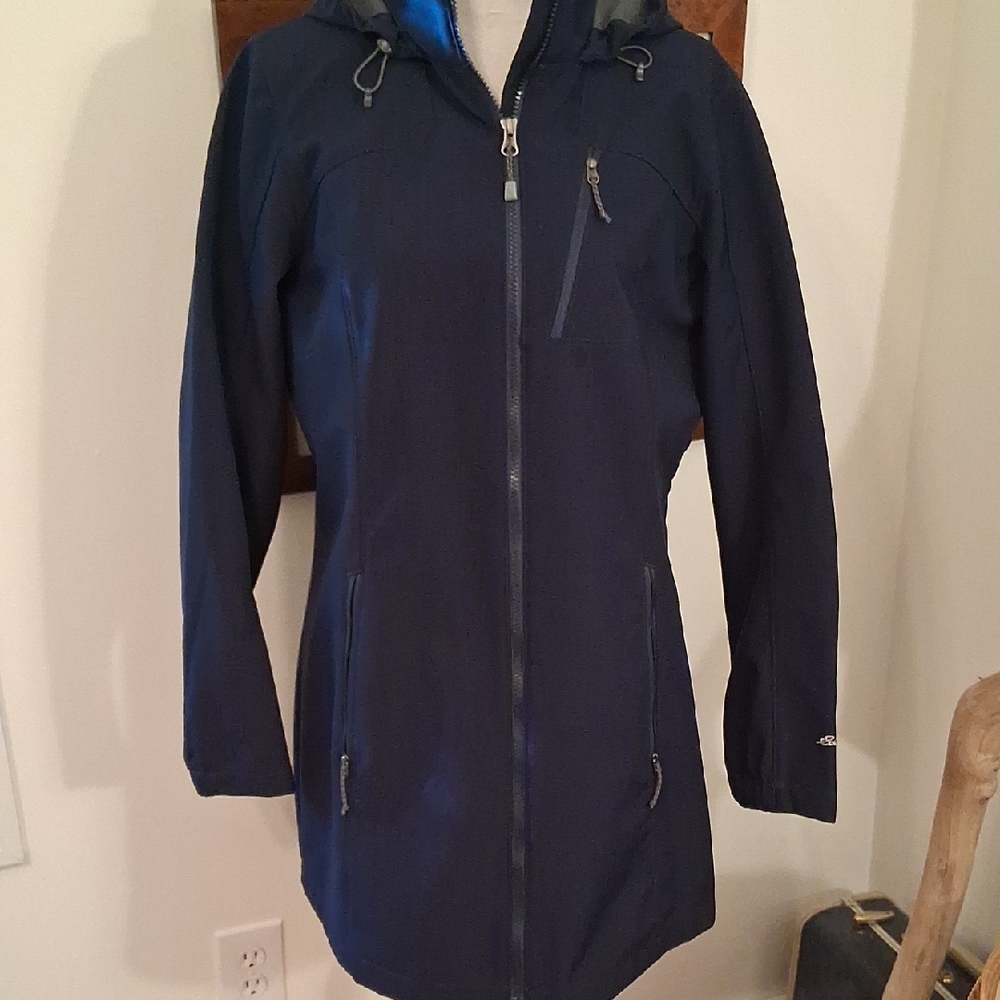 Eddie Bauer Women's Dark Blue Hooded All Weather Jacket